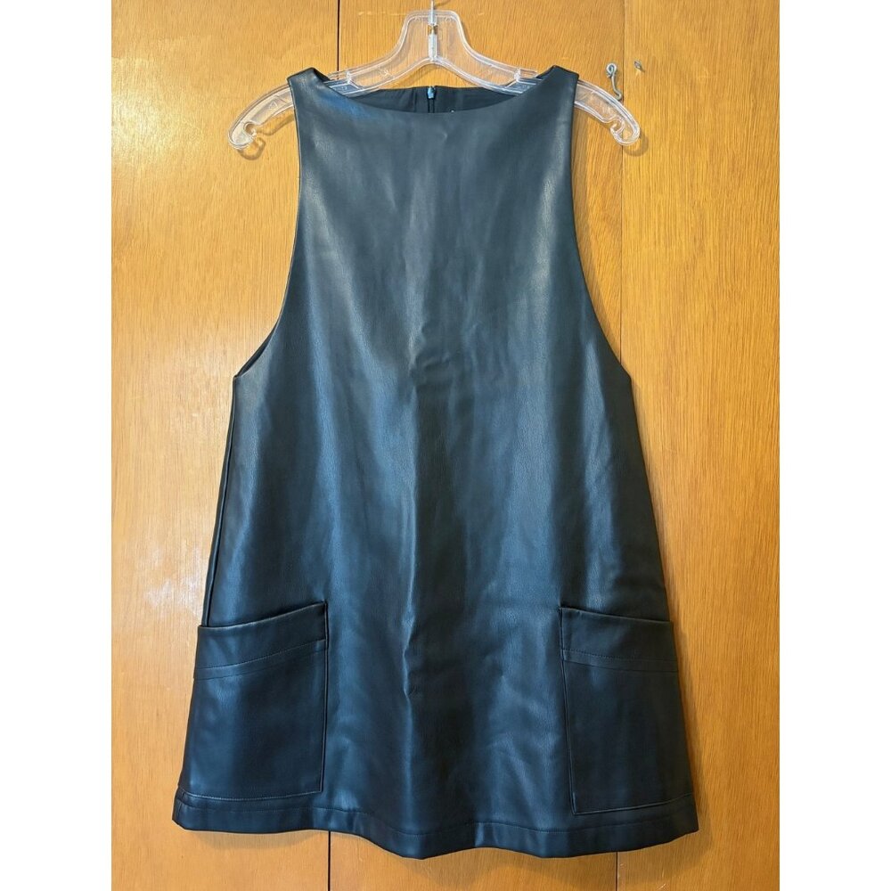 ZARA BLACK VEGAN LEATHER SHEATH DRESS, SIZE: XS, LIKE NEW